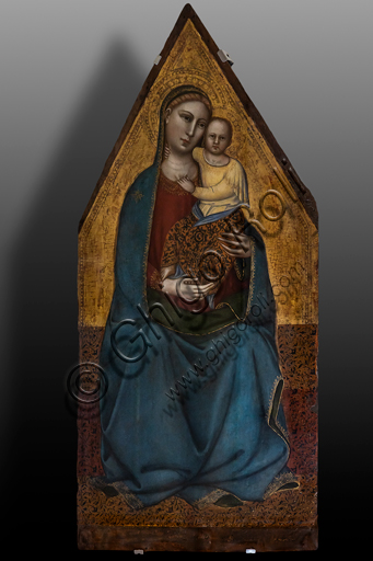 Foligno, Palazzo Trinci: Madonna in trono con Bambino, tavola dipinta a tempera su fondo oro, attribuita all'Orcagna, 1343 - 1368. 