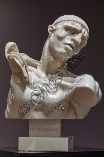 Fontanellato, Labirinto della Masone, Franco Maria Ricci Art Collection: "Vir temporis acti ", by Adolfo Wildt, 1913, marble sculpture.