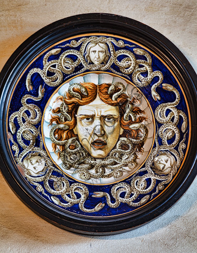 Fontanellato, Rocca Sanvitale: a ceramic plate.