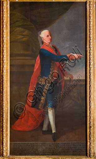 Palermo, Palazzo Reale o Palazzo dei Normanni, Appartamento Reale, Sala dei Viceré: "Francesco d'Aquino", Viceré dal 1786 al 1795; dipinto a olio  attribuito a Giuseppe Velasques (1750-1827).