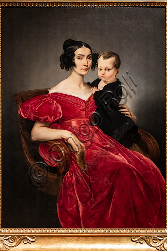 Francesco Hayez: "Ritratto della Contessa Teresa Zumali Marsili col figlio Giuseppe", olio su tela, 1833.