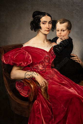 Francesco Hayez: "Ritratto della Contessa Teresa Zumali Marsili col figlio Giuseppe", olio su tela, 1833.