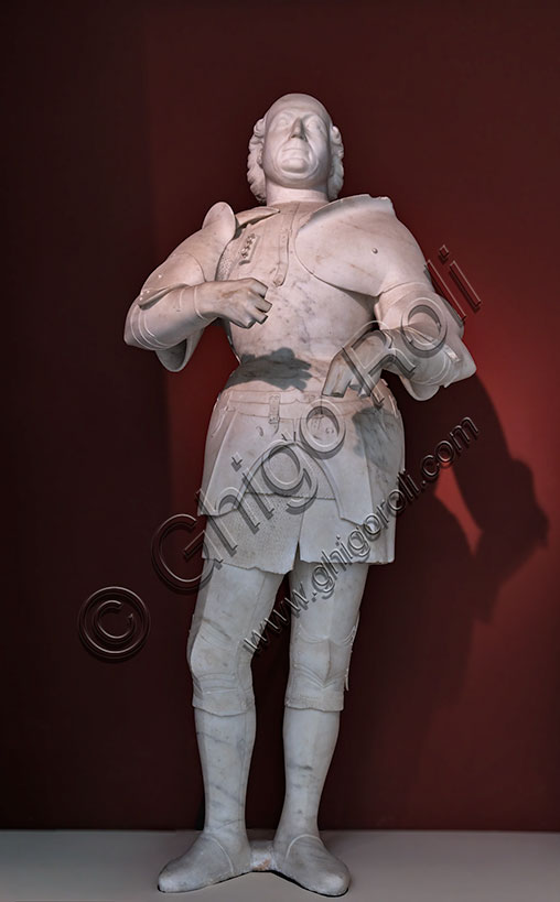 “Francesco Sforza”, statue in Carrara marble, by Alberto Maffioli, 1491-4.