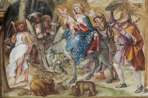  Cremona, Duomo (the Cathedral of S. Maria Assunta), interior, presbytery, seventh arch: "Flight into Egypt", fresco by Altobello Melone, 1517.