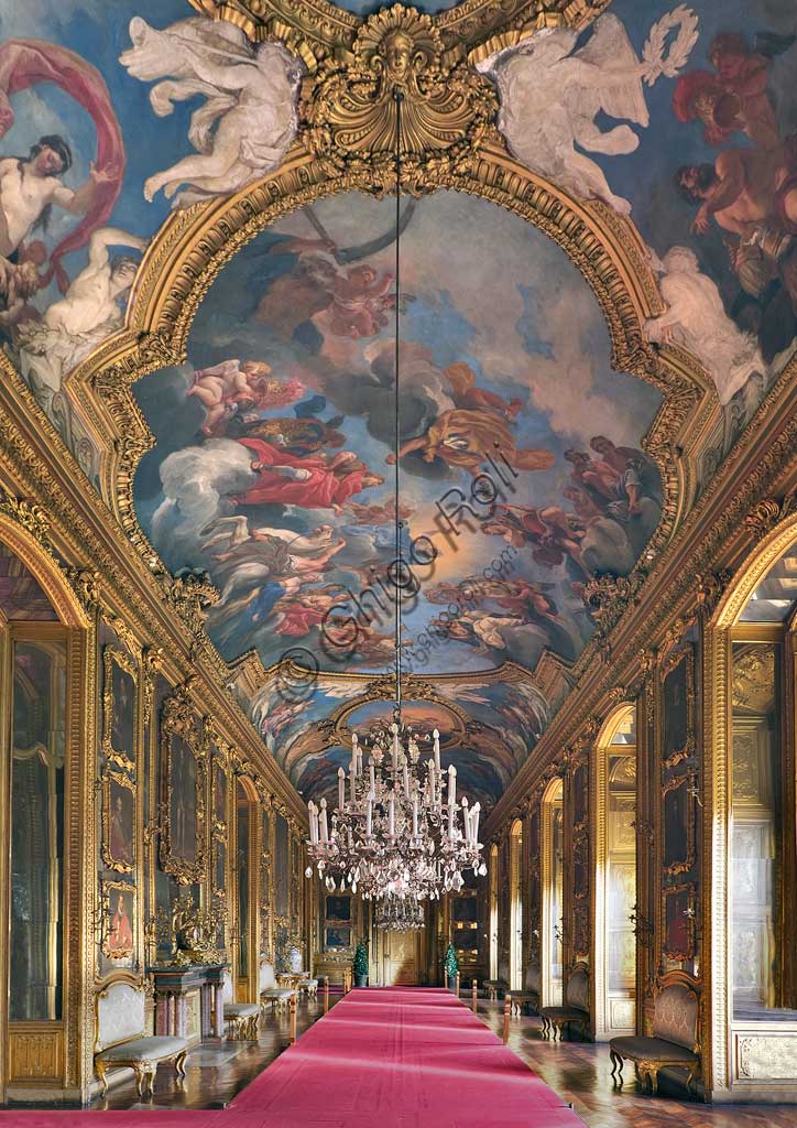 Torino, Palazzo Reale:  veduta della "Galleria del Daniel", con affreschi di Daniel Seiter (1690 - 1694).