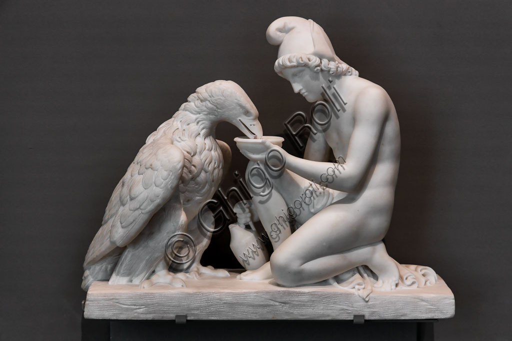 Brescia, Pinacoteca Tosio Martinengo: "Ganimede con l'aquila di Giove", di Bertel Thorvaldsen, 1814 - 5. Marmo.
