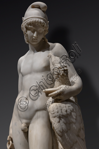 "Ganimede stante con l'aquila di Giove", 1819 , di Camillo Pacetti (1758-1826), marmo. Particolare.