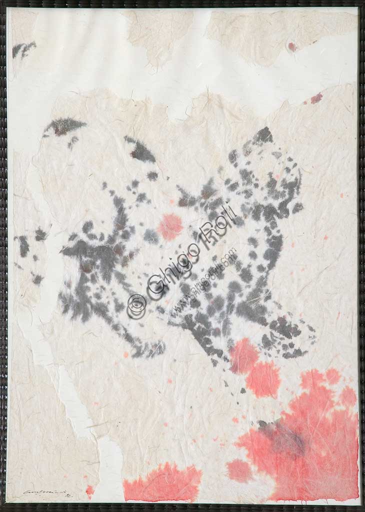 Assicoop - Unipol Collection: Omar Galliani (1954 -), "The Cat", drawing on Japanese paper.