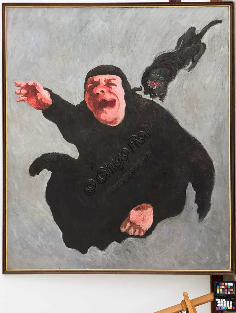 Assicoop - Unipol Collection: Mario Venturelli (1925 - 1999); "The Black Cat"; oil on canvas, cm. 153 x 133.