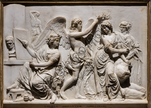  "The Genius of Liberality crowning Sculpture at the presence of Painting and Architecture", 1788-89, by Giacomo De Maria (1762 - 1838), marble.