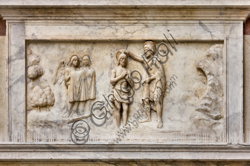 , Genoa, Duomo (St. Lawrence Cathedral), the West side of the Baptistery: “The Baptism of Christ”, Gerolamo Viscardi and workshop, 1502-3.