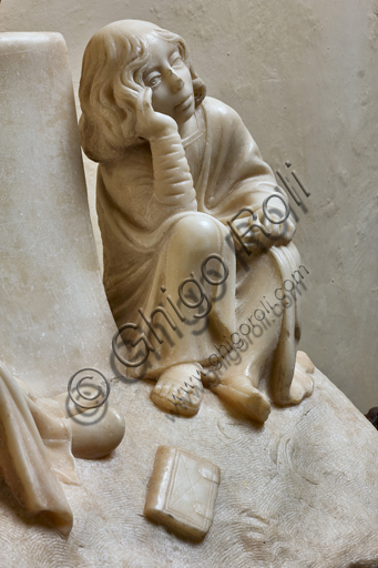 Genova, Duomo (Cattedrale di S. Lorenzo), Interno, Battistero (già Chiesa di San Giovanni il Vecchio): Crocefissione processionale in marmo bianco, di scultore ignoto.Particolare.