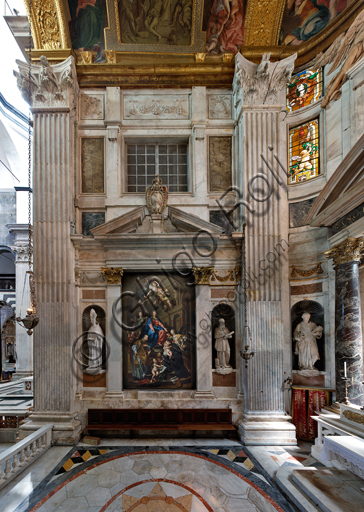 Genova, Duomo (Cattedrale di S. Lorenzo),  interno, Cappella Senarega o di Nostra Signora del Soccorso (abside meridionale): veduta della parete settentrionale.