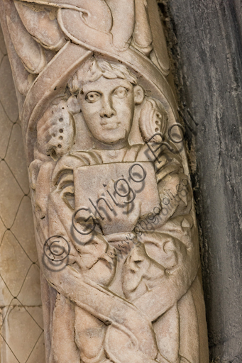 Genova, Duomo (Cattedrale di S. Lorenzo), lato sud, portale di San Gottardo (1155 - 1160), lunetta, fascia interna: “Profeta”, di “primo Maestro” e “Primo aiuto” del portale di S. Gottardo.