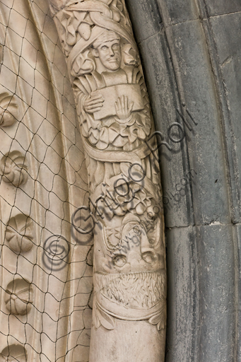 Genova, Duomo (Cattedrale di S. Lorenzo), lato sud, portale di San Gottardo (1155 - 1160), lunetta, fascia interna: “Profeta”, di “primo Maestro” e “Primo aiuto” del portale di S. Gottardo.