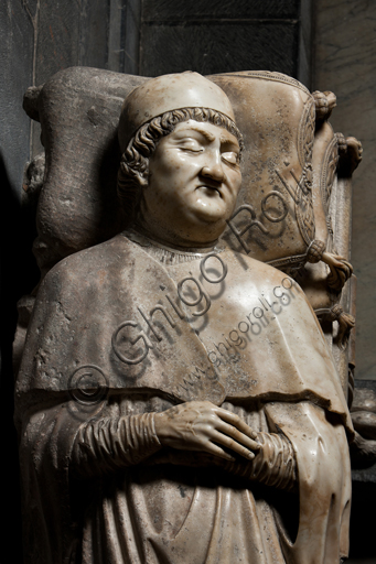 , Genoa, Duomo (St. Lawrence Cathedral), inside, left aisle: Funerary monument with the  figure of Obietto Fieschi (+ 1497), byunknown Genoa artist, sec. XV.Detail.