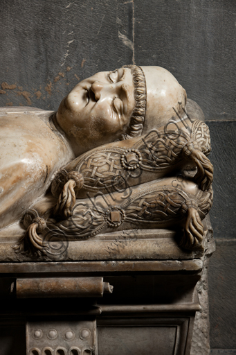 , Genoa, Duomo (St. Lawrence Cathedral), inside, left aisle: Funerary monument with the  figure of Obietto Fieschi (+ 1497), byunknown Genoa artist, sec. XV.Detail.