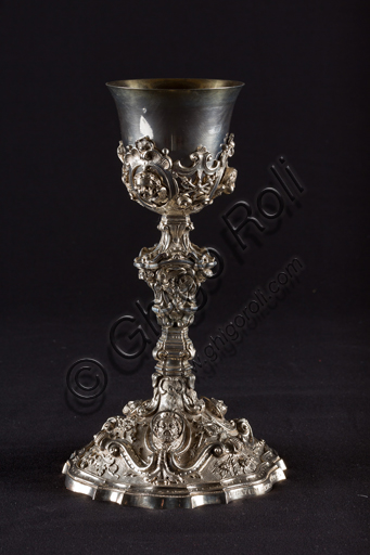   Genoa, Museum of the Treasury of the Cathedral of San Lorenzo: Great Chalice of St. John; Genoa workshop; XVIII century;  embossed, chiseled, gilded silver.