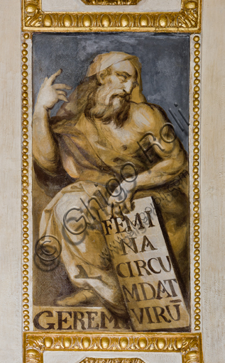 , Genoa, Duomo (St. Lawrence Cathedral), inside, The Lercari Chapel or The Chapel of the Blessed Sacrament (Northern apse),  vault: "Jeremias", fresco by Giovanni Battista Castello known as Bergamasco, 1564-7.