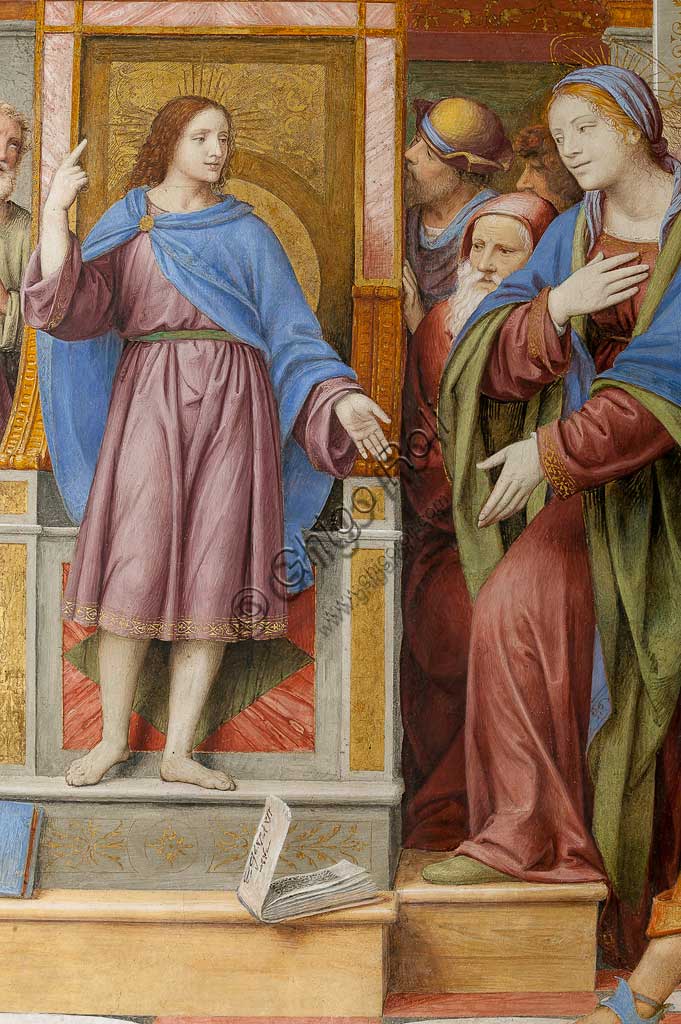 Saronno, Santuario della Beata Vergine dei Miracoli, Antipresbiterio: "Gesù tra i Dottori", affresco di Bernardino Luini, 1525 - 1532. Particolare.