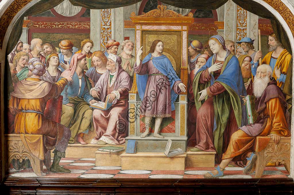 Saronno, Santuario della Beata Vergine dei Miracoli, Antipresbiterio: "Gesù tra i Dottori", affresco di Bernardino Luini, 1525 - 1532.