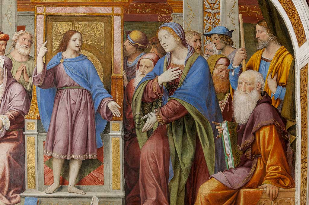 Saronno, Santuario della Beata Vergine dei Miracoli, Antipresbiterio: "Gesù tra i Dottori", affresco di Bernardino Luini, 1525 - 1532. Particolare.