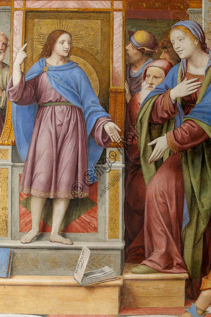 Saronno, Shrine of Our Lady of Miracles: "Jesus among the Doctors", fresco by Bernardino Luini, 1525 - 1532. Detail.