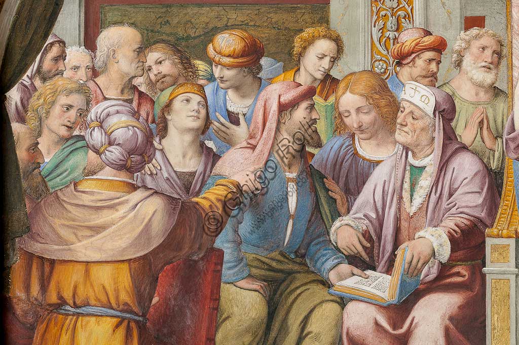 Saronno, Shrine of Our Lady of Miracles: "Jesus among the Doctors", fresco by Bernardino Luini, 1525 - 1532. Detail.