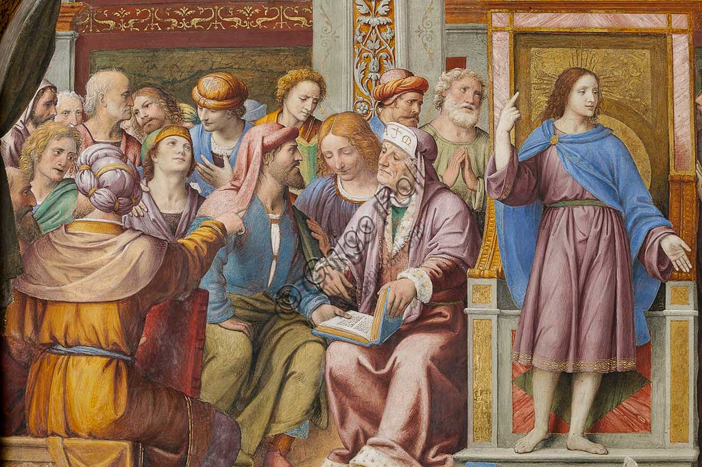 Saronno, Shrine of Our Lady of Miracles: "Jesus among the Doctors", fresco by Bernardino Luini, 1525 - 1532. Detail.