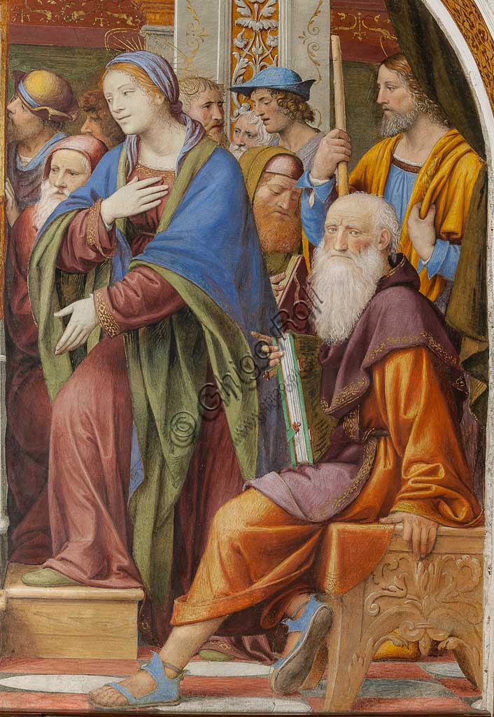 Saronno, Santuario della Beata Vergine dei Miracoli, Antipresbiterio: "Gesù tra i Dottori", affresco di Bernardino Luini, 1525 - 1532. Particolare.