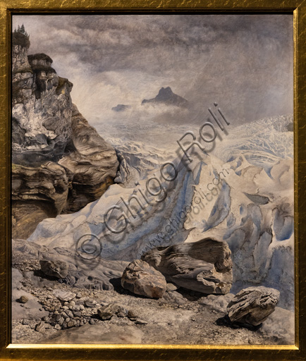 "Il Ghiacciaio di Rosenlaui", (1856)  di John Brett (1831 - 1902); olio su tela. 