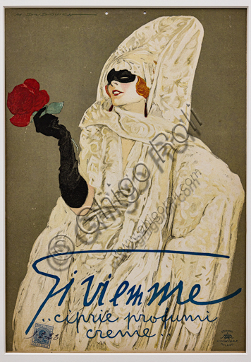 “Gi Vi Emme face powders, perfumes, creams”, Illustration for the advertising poster by Marcello Dudovich, 1923, chromolithography on cardboard.