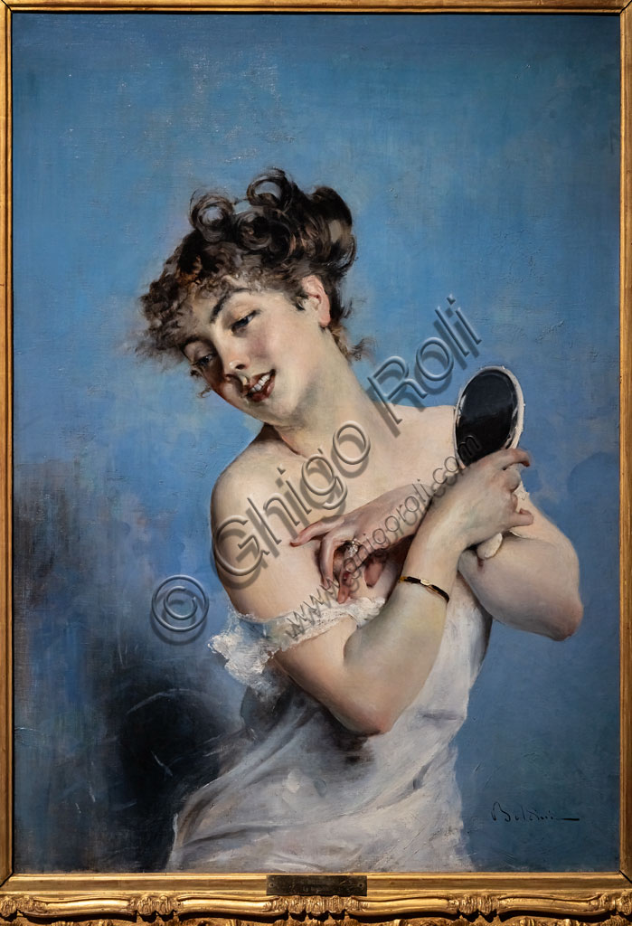 “Giovane donna in déshabillé”, di Giovanni Boldini, 1880, olio su tela.