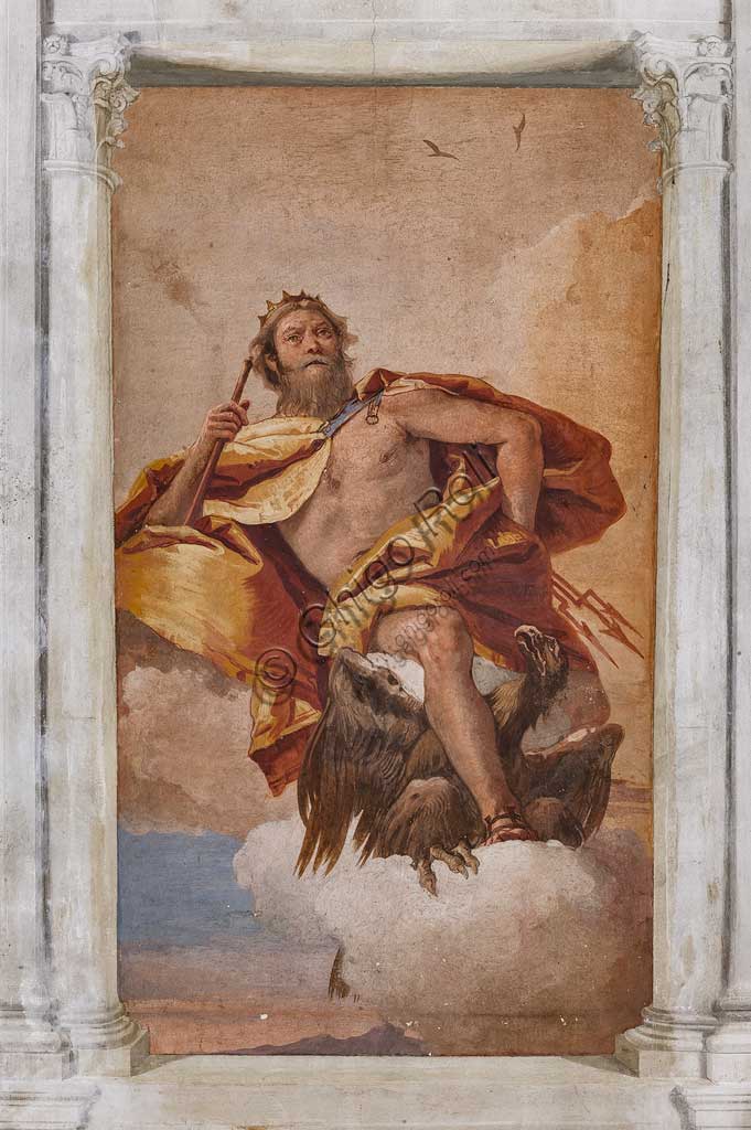 Vicenza, Villa Valmarana ai Nani, Guest Lodgings, the Room  of the Olympus: "Jupiter", fresco by Giambattista Tiepolo, 1757.