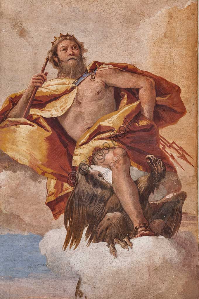 Vicenza, Villa Valmarana ai Nani, Guest Lodgings, the Room  of the Olympus: "Jupiter", fresco by Giambattista Tiepolo, 1757.