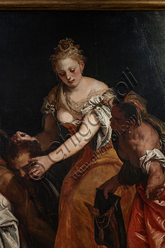 “Giuditta con la testa di Oloferne”, di Paolo Caliari, detto il Veronese, 1555-55, olio su tela. Particolare.