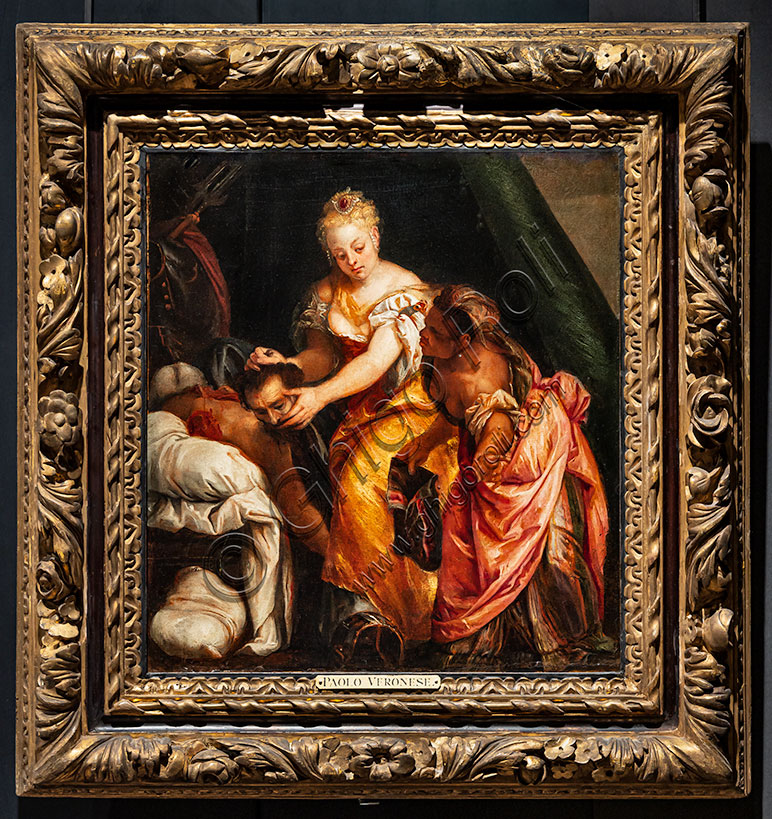 “Judith with the head of Holofernes”, by Paolo Caliari, known as Veronese, 1555-55, oil on paper, applied on panel.