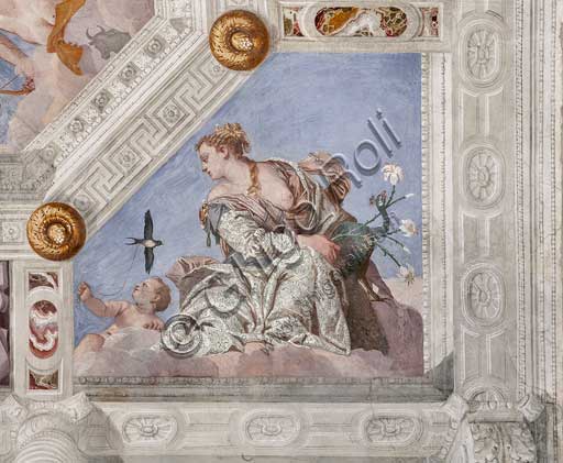 Maser, Villa Barbaro, Sala dell' Olimpo, volta, particolare: "Giunone, ovvero l'Aria". Affresco del Veronese (Paolo Caliari), 1560 - 1561.