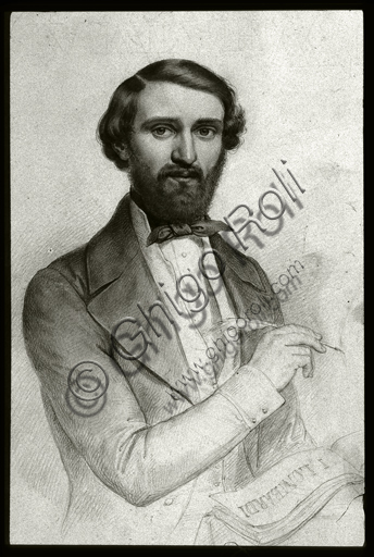  "Giuseppe Verdi in the period of Nabucco", pencil and charcoal drawing by G. Turchi.