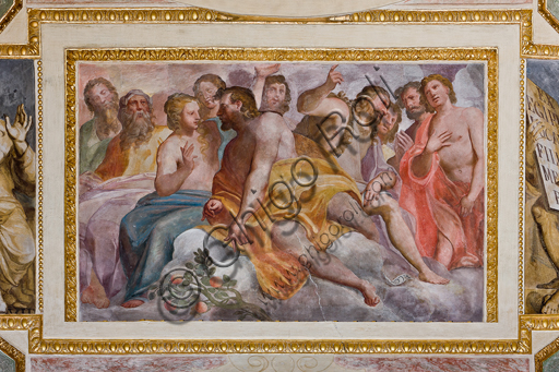 Genova, Duomo (Cattedrale di S. Lorenzo), interno, Cappella Lercari o del Santissimo Sacramento (abside settentrionale), volta: "I Giusti dell'Antico Testamento", affresco di Giovanni Battista Castello detto il Bergamasco, 1564-7. 