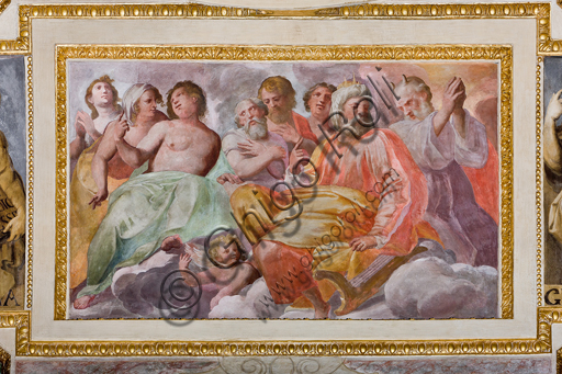 Genova, Duomo (Cattedrale di S. Lorenzo), interno, Cappella Lercari o del Santissimo Sacramento (abside settentrionale), volta: "I Giusti dell'Antico Testamento", affresco di Giovanni Battista Castello detto il Bergamasco, 1564-7. 