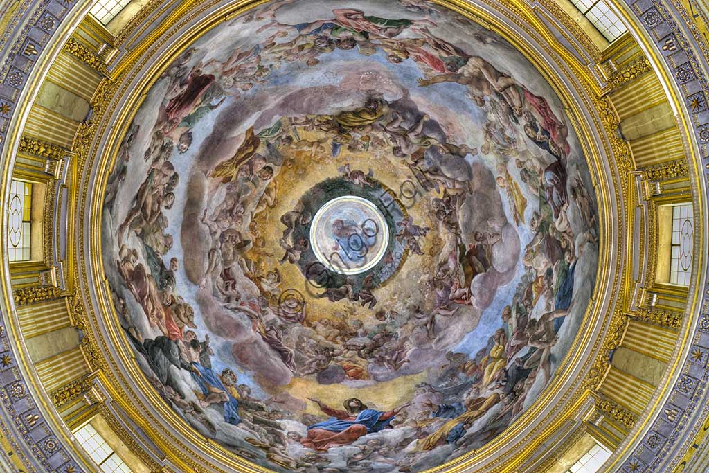 Basilica of St Andrew della Valle: the dome vault with "Glory of Paradise", fresco by Giovanni Lanfranco, 1625 - 28.