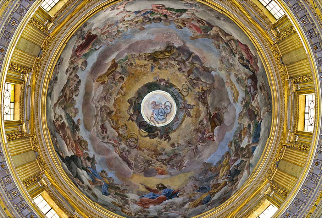 Basilica of St Andrew della Valle: the dome vault with "Glory of Paradise", fresco by Giovanni Lanfranco, 1625 - 28.