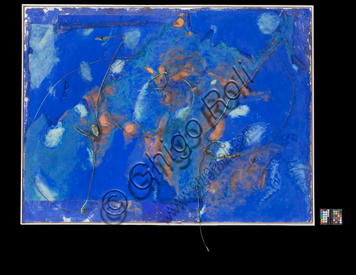 Franco Guerzoni, (1948 - ): "Grotta in casa" ; tecnica mista su cartone, cm. 159 × 200.