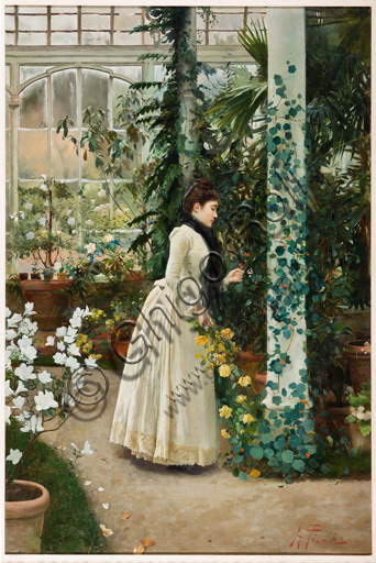 Collezione Assicoop - Unipol: Alberto Pisa (Ferrara, 1864 - 1903), "A hot house flower", olio su tela.