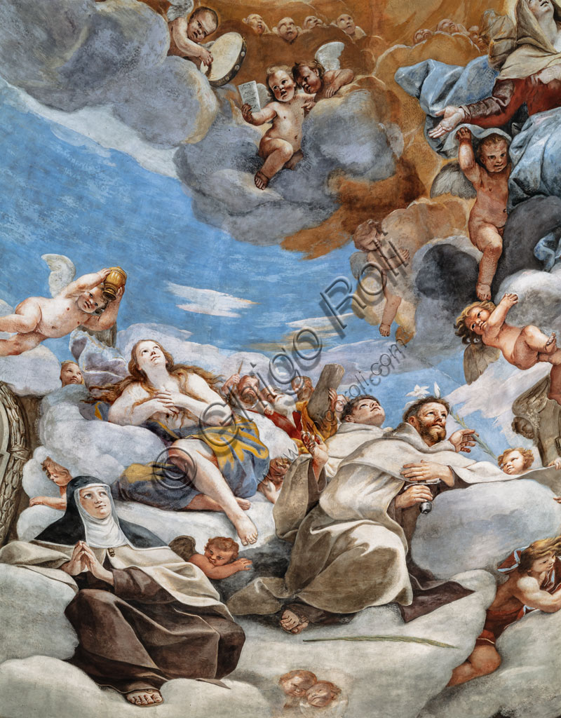 “Il Paradiso”, affresco di Mattia Preti, 1651-2, cupola della Chiesa di S. Biagio nel Carmine a Modena. Particolare.