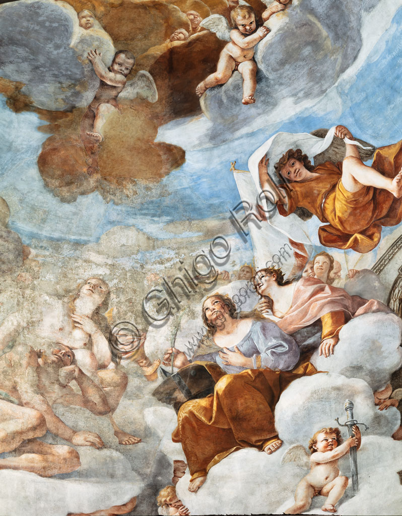 “Il Paradiso”, affresco di Mattia Preti, 1651-2, cupola della Chiesa di S. Biagio nel Carmine a Modena. Particolare.