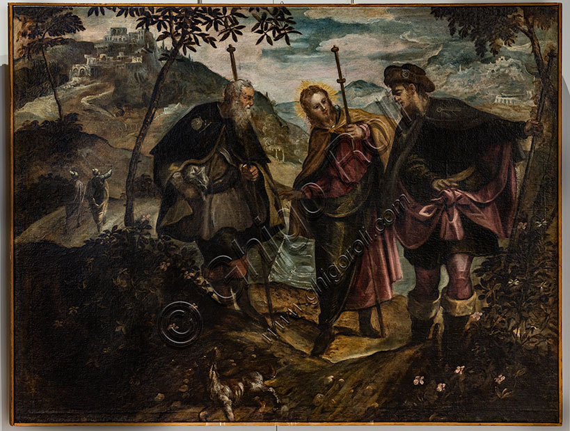 “Incontro sulla via di Emmaus”,  di Domenico Tintoretto, olio su tela.