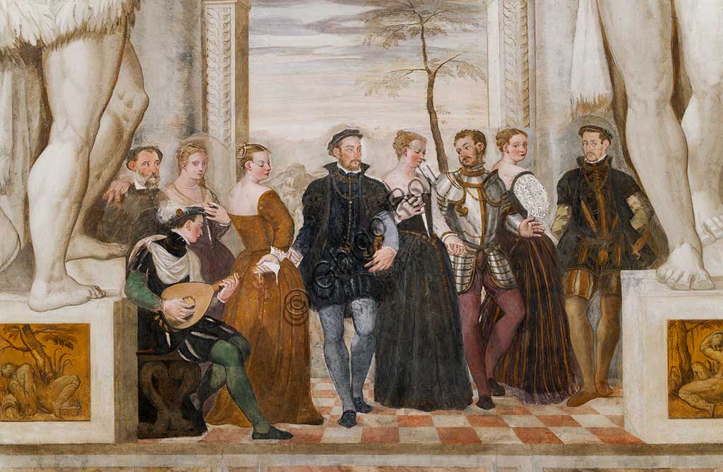 Caldogno, Villa Caldogno, salone: "Invito alla Danza", affresco di Giovanni Antonio Fasolo, ca. 1570.