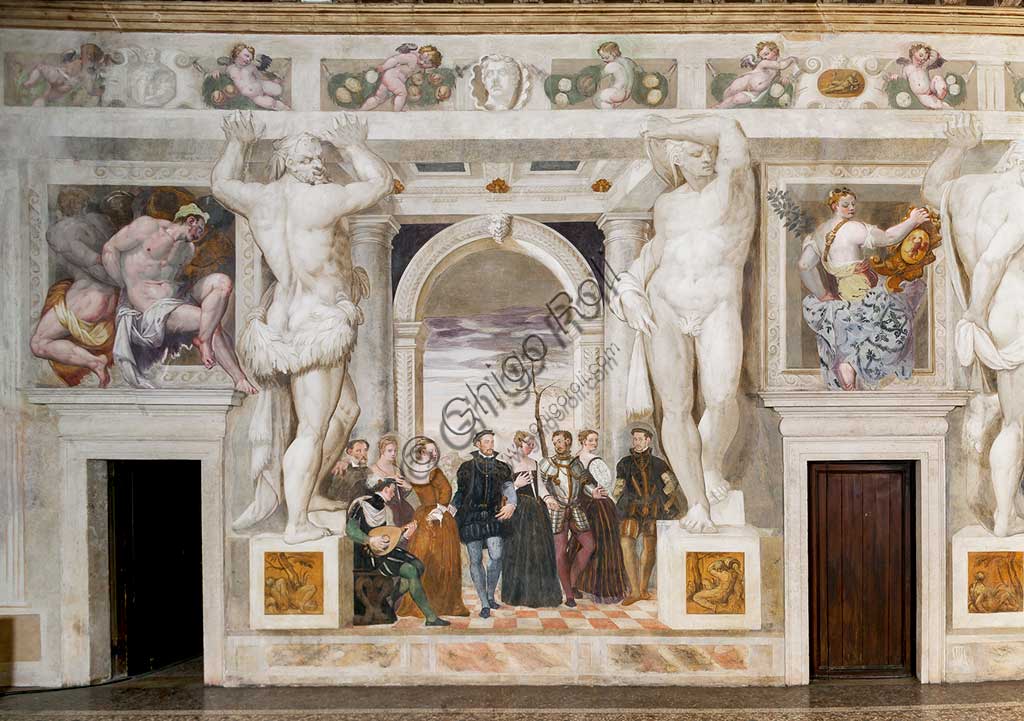 Caldogno, Villa Caldogno, main hall: "Invitation to the Dance";". Fresco by Giovanni Antonio Fasolo, about 1570.